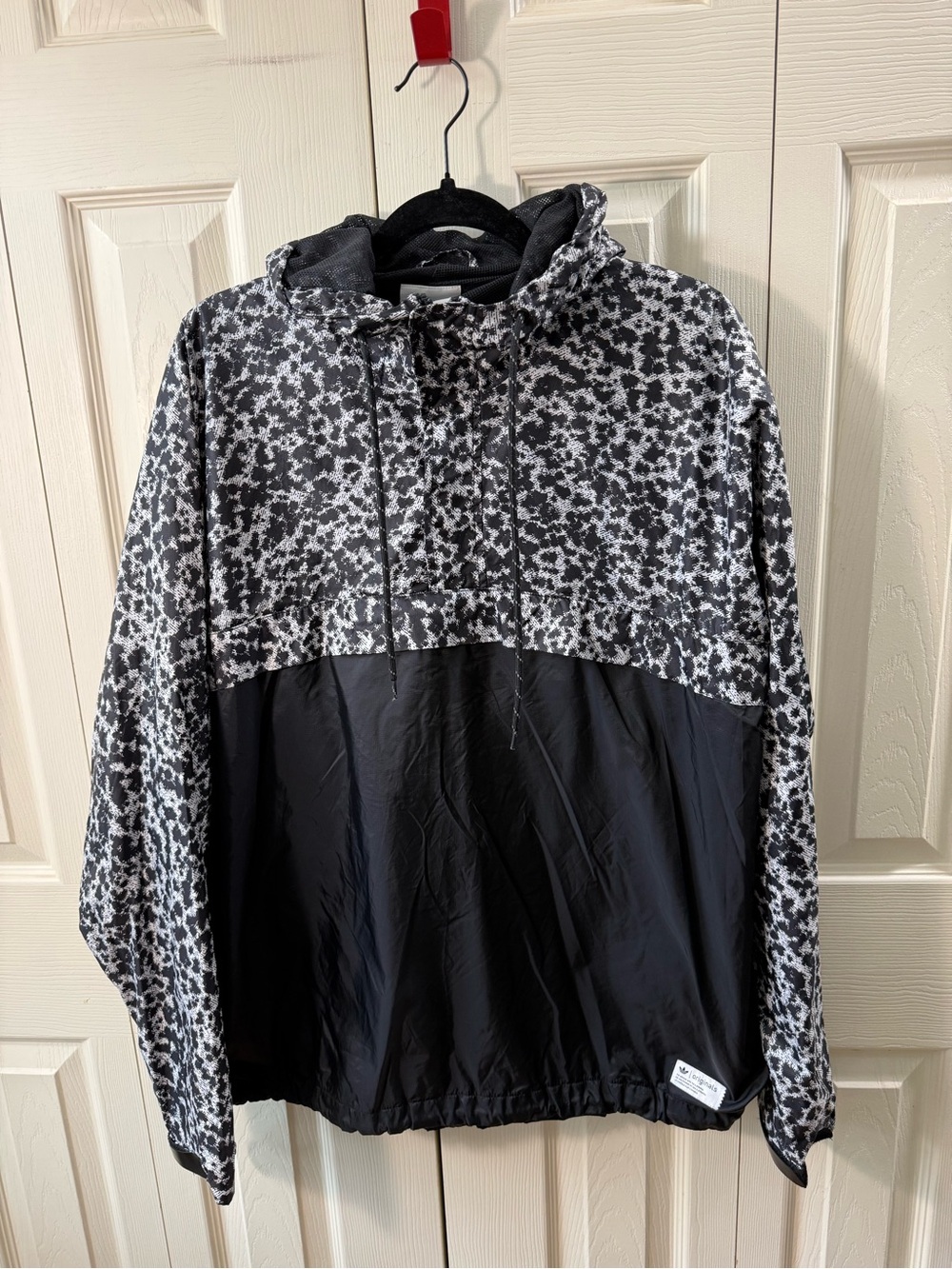 Adidas Originals Runner Half Zip Camo Windbreaker Jacket Black White Mens Size L